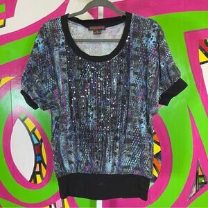 Rock & Roll Cowgirl, Colorful Animal Print with Sequins. Size Large.